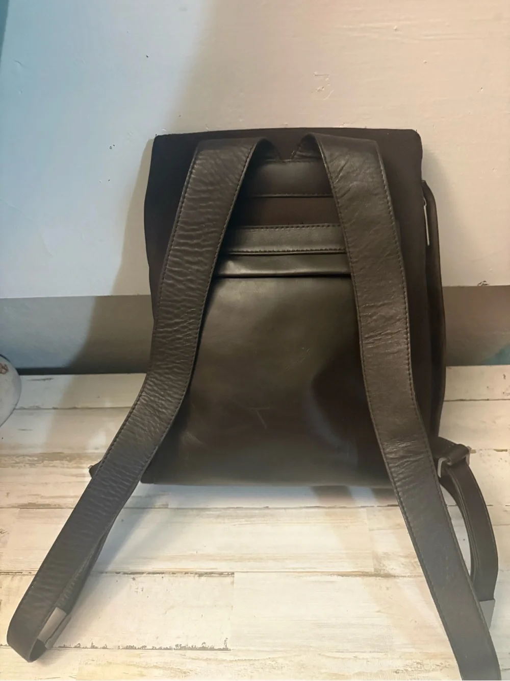 Tumi Black Leather & Nylon Backpack Pristine Condition